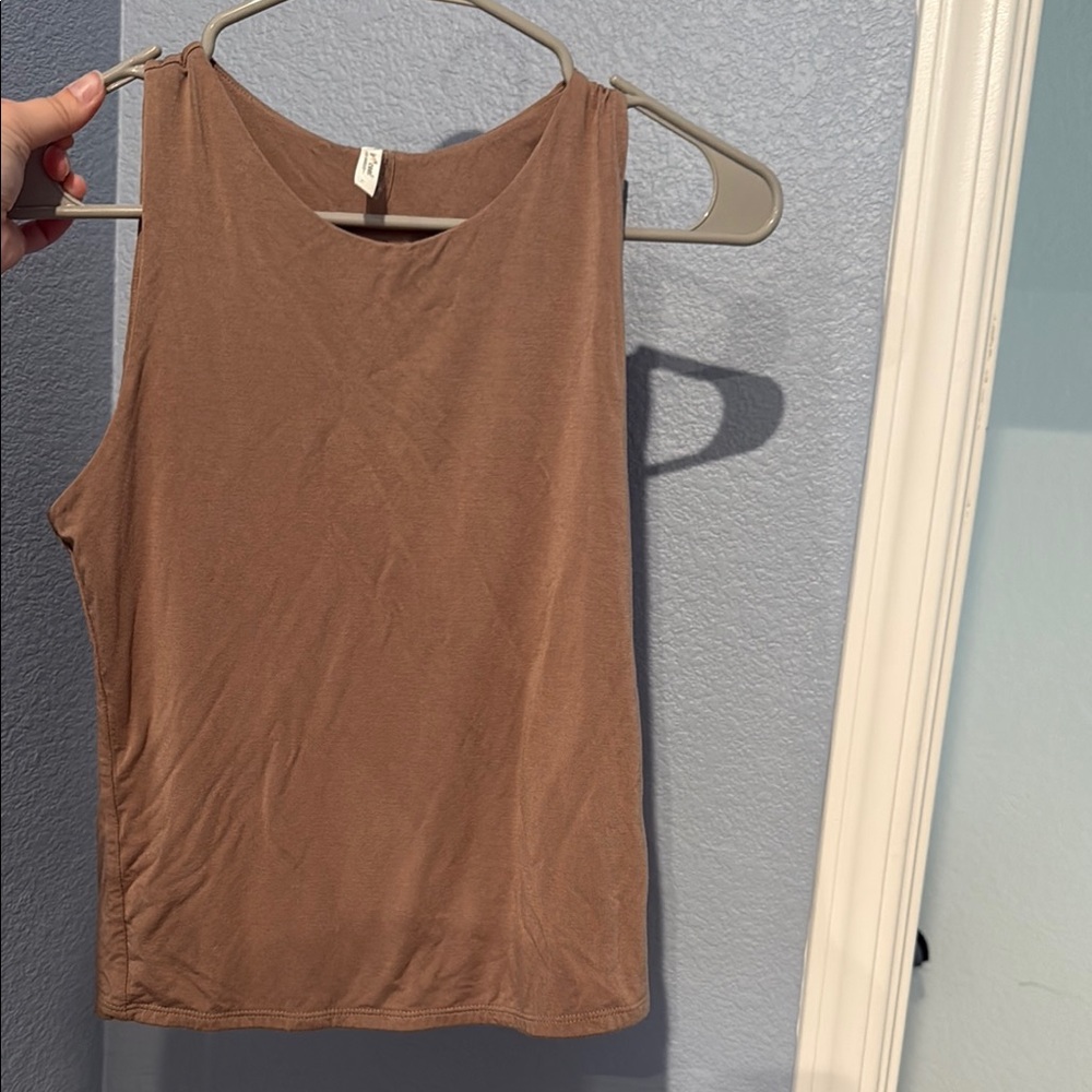 BE COOL Brown Fitted Tank Top